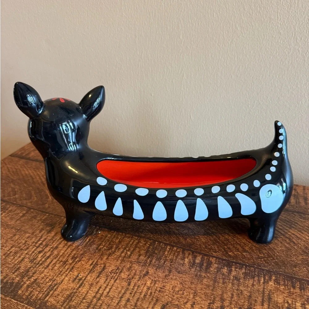 NWT! Pier 1 Day of the Dead Dog Cracker Dish. Sugar Skull/ Dias de Los Muertos